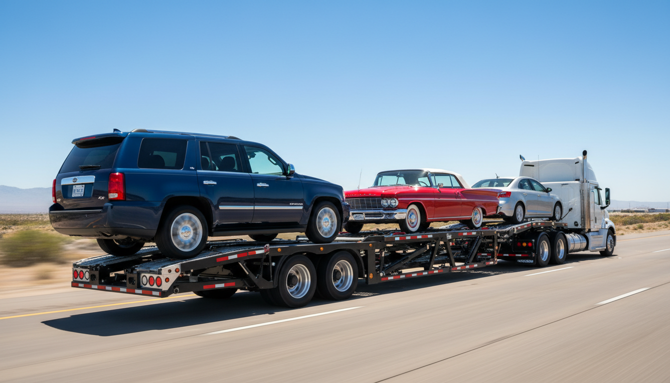Auto transport truck with vehicles